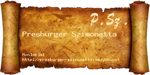 Presburger Szimonetta névjegykártya